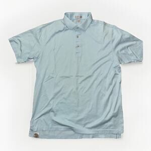 Peter Millar Golf Polo Shirt Blue Striped Performance Medium 22x26